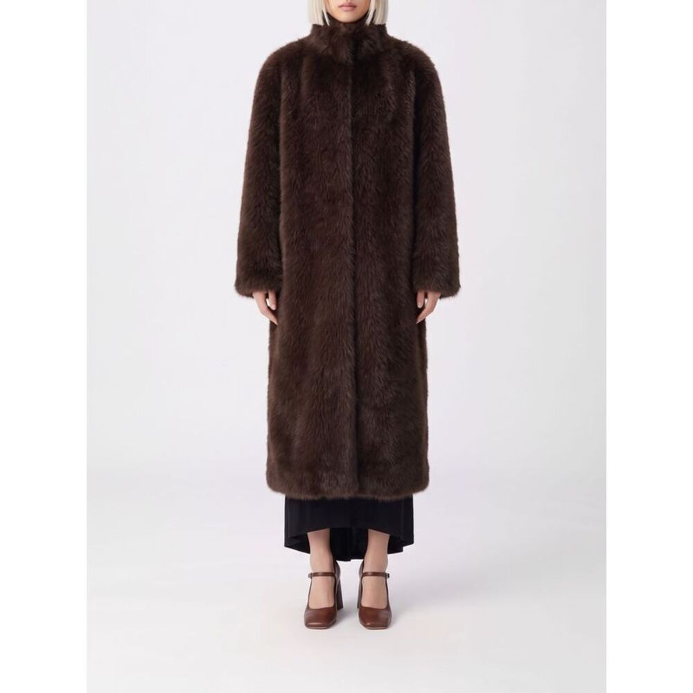 Liu Jo Women Liu Jo Single-Breasted Long Faux Fur Coat With High Neck